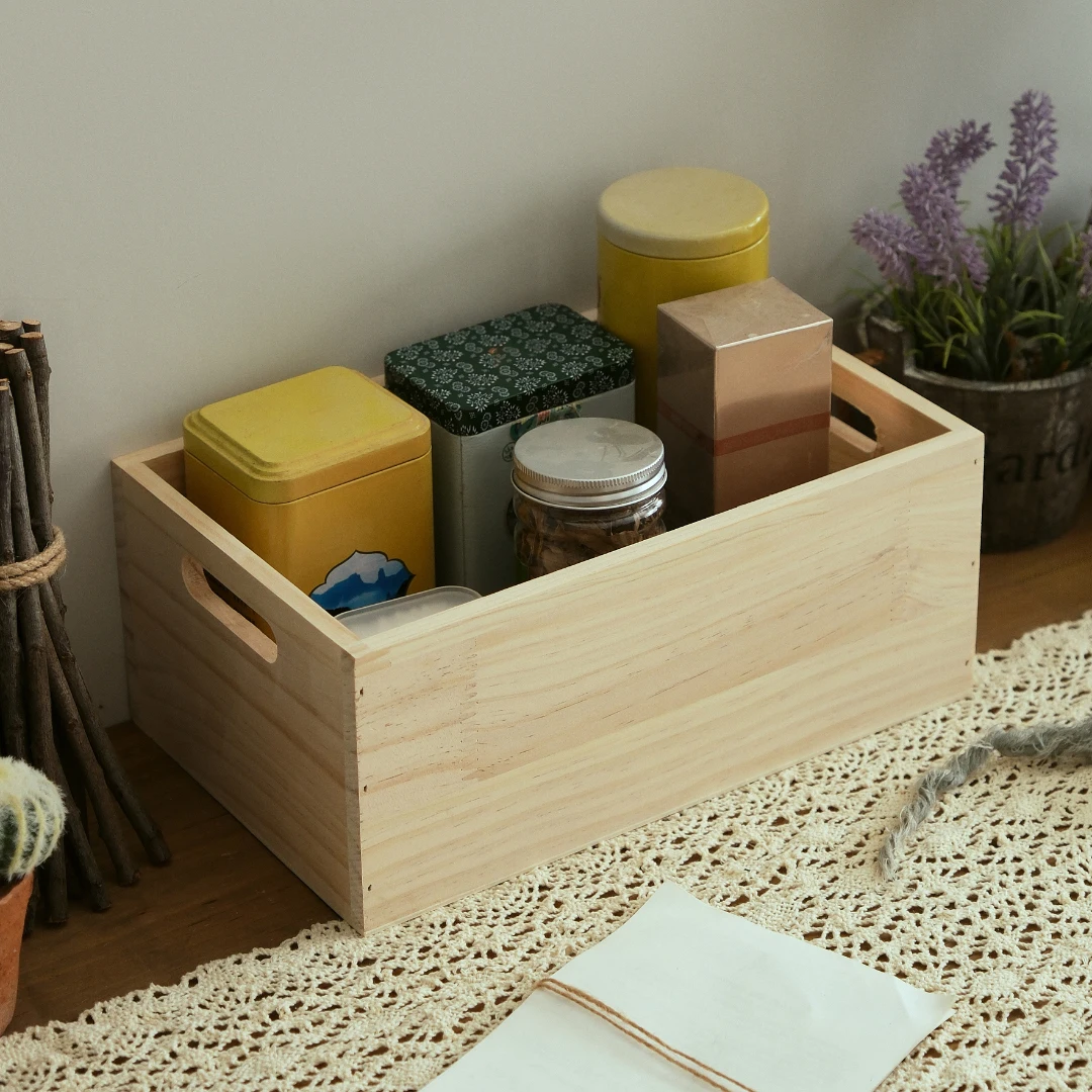 Multi-specification Wood Basket Organizer,Desk Crates Crate,Farmhouse Desktop Wooden Storage Box,Household collectors