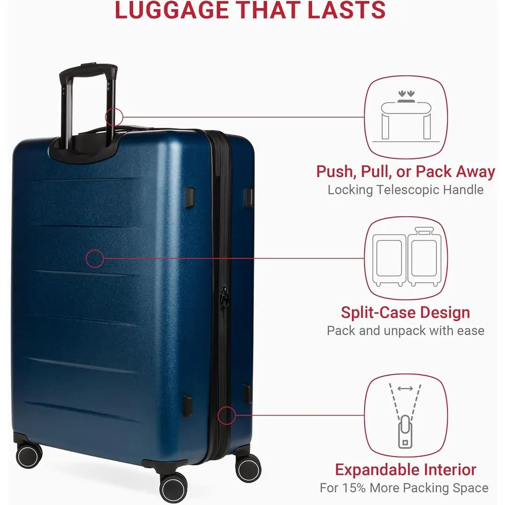 SwissGear 8020 Eclipse Navy Large 27 Expandable Hardside Spinner Luggage