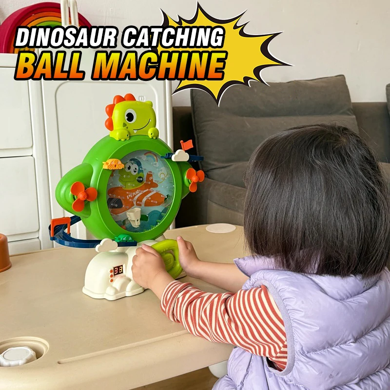 

Dinosaur Catching Ball Game Console with Music Track Car Arcade Kids Hand-Eye Coordination Early Education Tabletop Game Gift