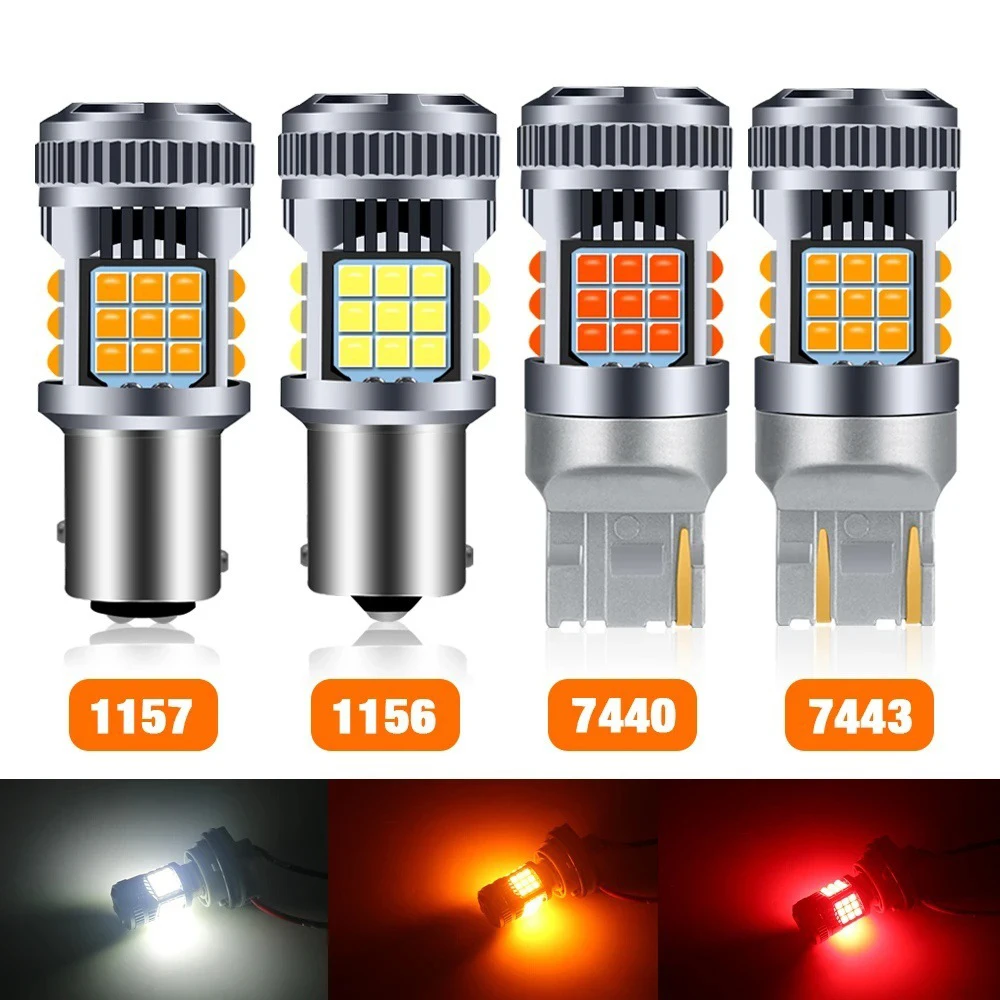 

1/2X Super Bright Car LED Canbus Light 1156 BA15S BAU15S 1157 No Error For Car Reverse Turn Signal Lamp White Amber.7440.7443