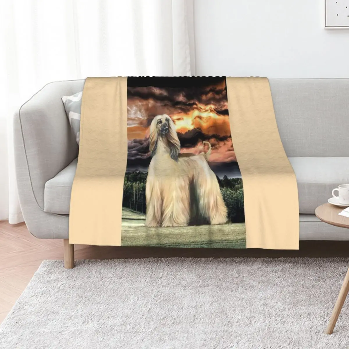 The Majestic Afghan Hound. Masked Gold. Throw Blanket Picnic for winter Polar funny gift halloween Bed Fashionable Blankets