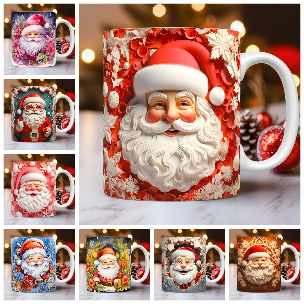 

New Christmas Ceramic Mug, 3d Santa Claus Coffee Mugs, Breakfast Milk Drink Cups, Office Tea Cup, Couple Water Cup, Holiday Gift