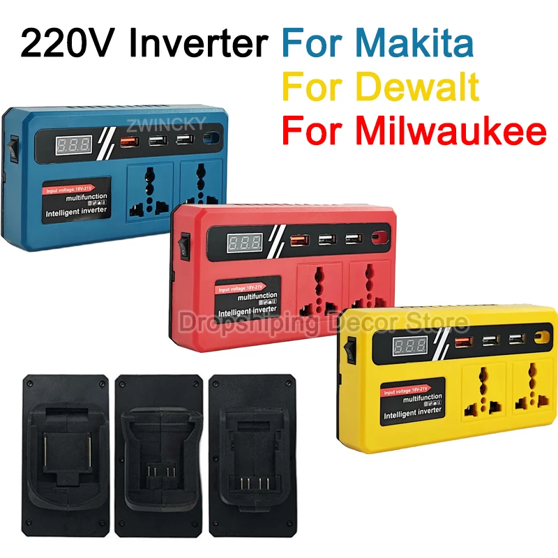 

AC220V/DC5V/18V Outdoor Household Multifunctional Transformer Lithium Battery Inverter Power Bank For Makita/Dewalt/Milwaukee
