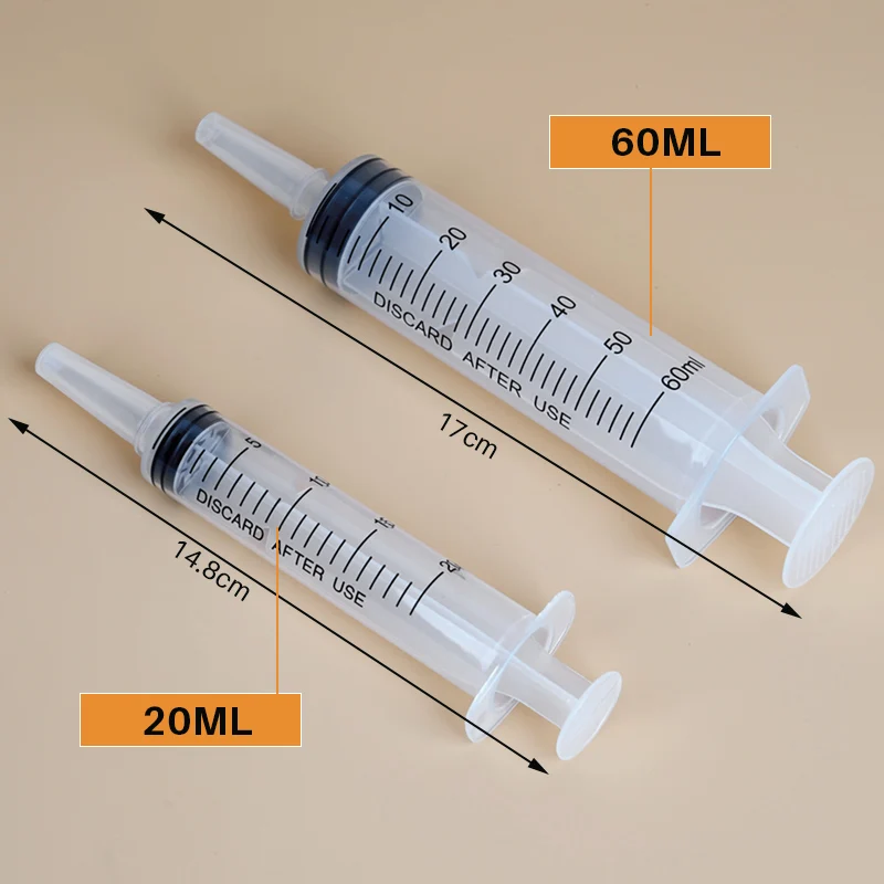 1 Uds. Comedero pequeño para mascotas de 20ml/60ml, jeringa irrigadora para pájaros, jeringa de plástico de gran calibre con herramienta de alimentación de pájaros de boca gruesa