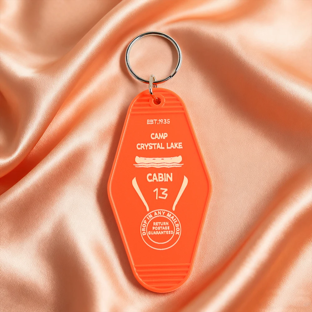 Camp Crystal Lake Vintage Cabin Keychain Friday The 13Th Summer Camp Est.1935 Masked Killer Horror Film Key Tag Halloween Gift