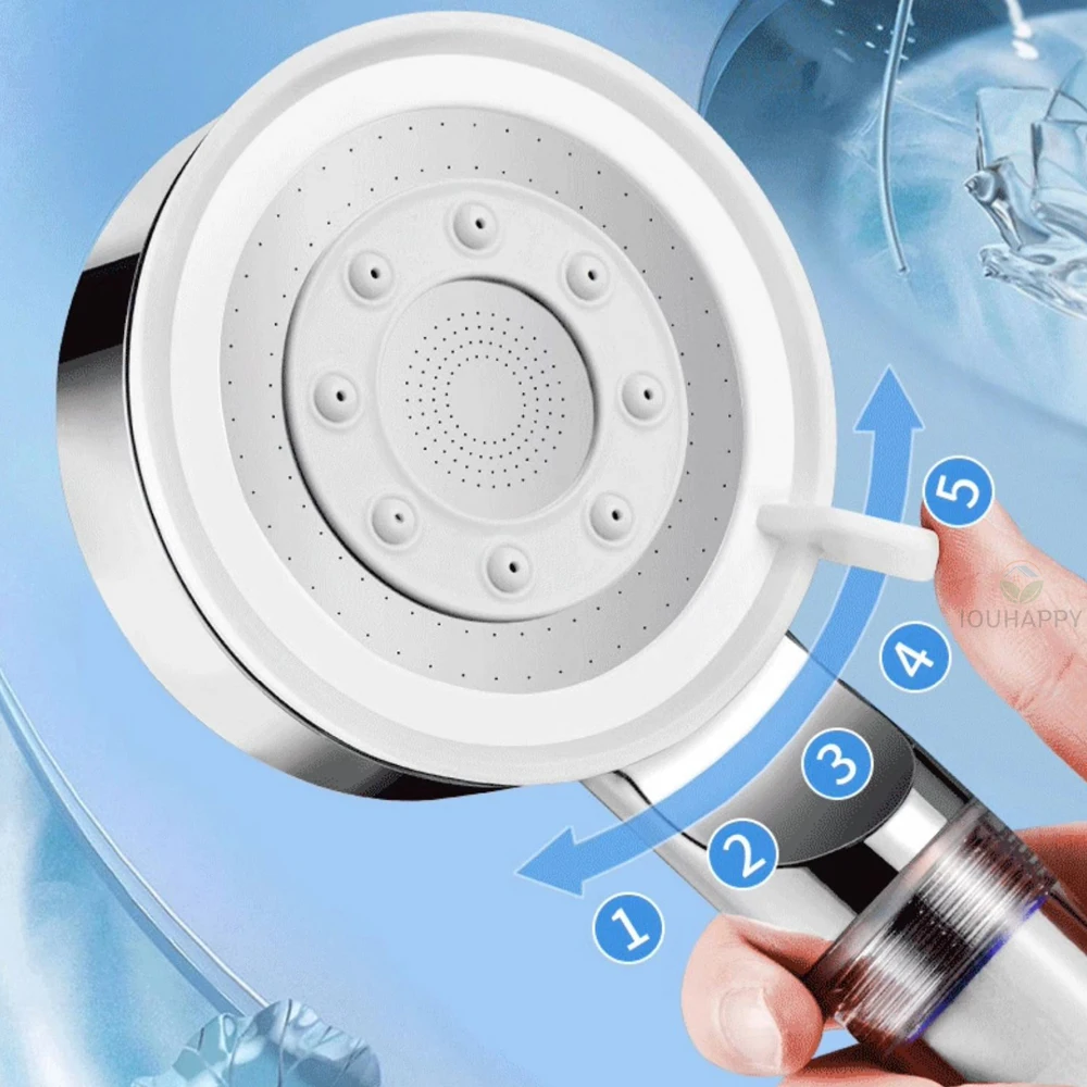 

Portable 5 Modes Shower Head Water Saving High Pressure Nozzle with Filter Rainfall Shower Faucet Powerful Bathroom Accessories