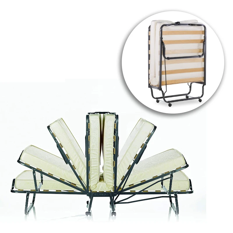 FBB 14.043 Outdoor Portable Single Folding Bed Rollaway Folding Camping Bed Aluminum Folding Sofa Bed With Memory Foam