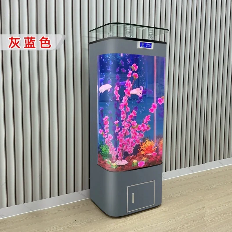 B17-1Home Office Small Curved Tank Living Room Integrated Rounded Glass Fish Tank Aquarium Home Office