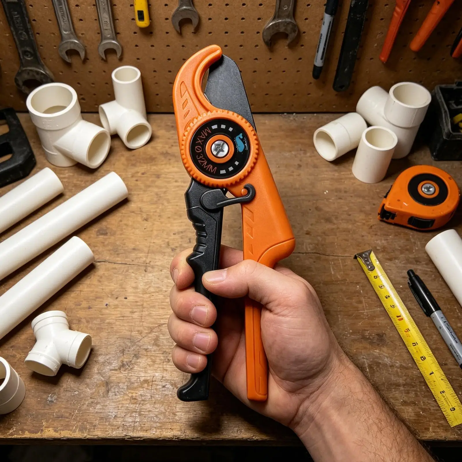 Ratcheting PVC Cutter Ergonomic Aluminum PVC Tubing Shears Heavy Duty Pipe Cutters Tube Machine For Professionals Beginners - view 4