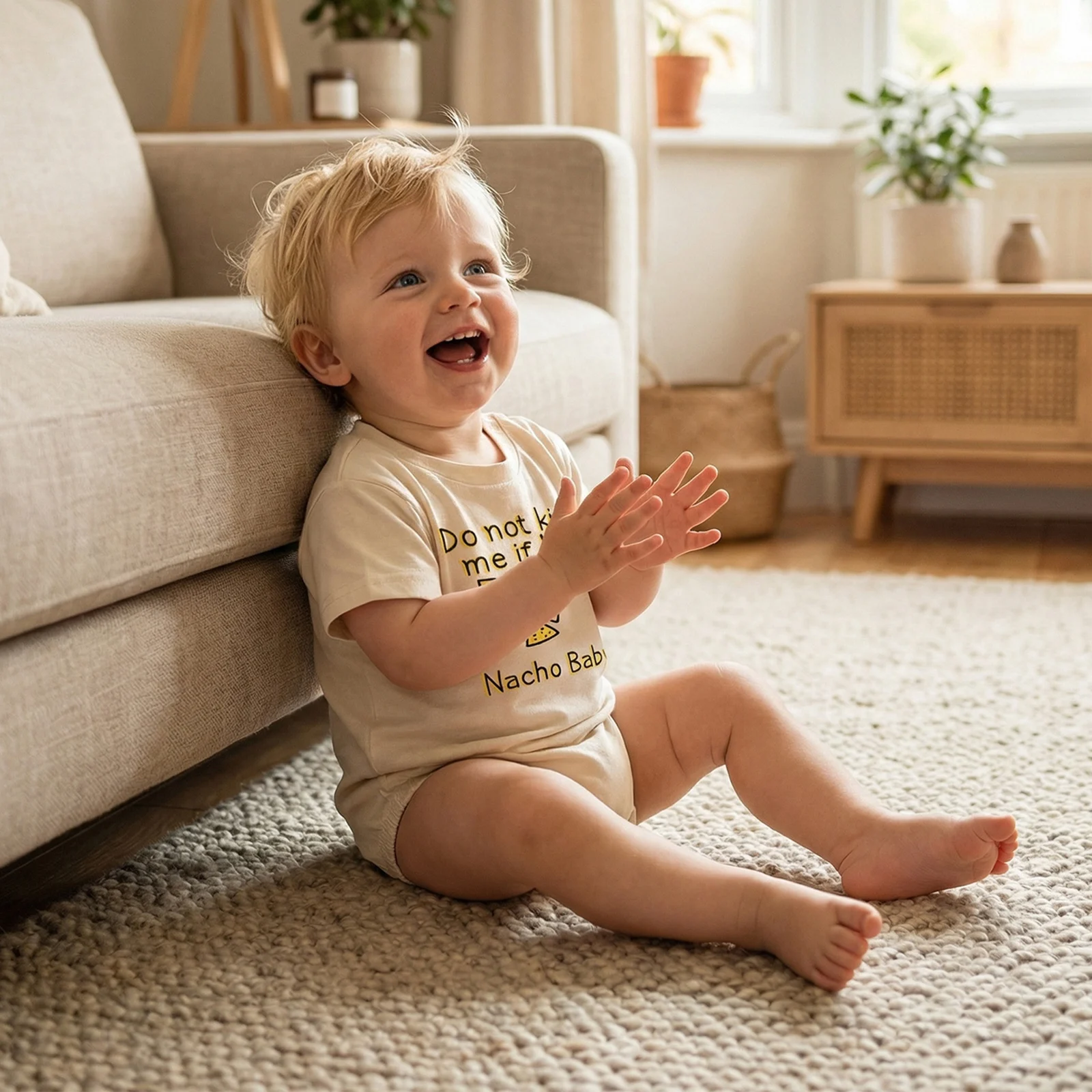 Baby Boy Summer Jumpsuit Short Sleeve Round Neck Letter Cheese Print Loose Romper