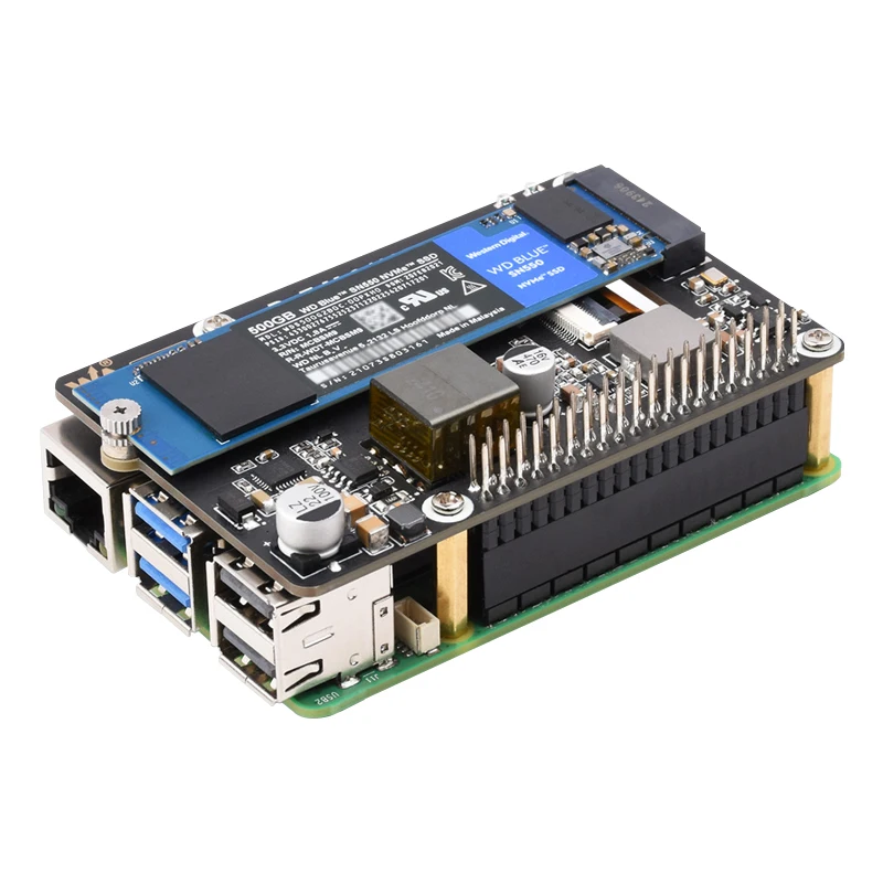 Raspberry pi 5 pcie para m.2 com chapéu poe (b) suporta protocolo nvme m.2 unidade de estado sólido leitura de alta velocidade escrita pi 5 chapéu poe