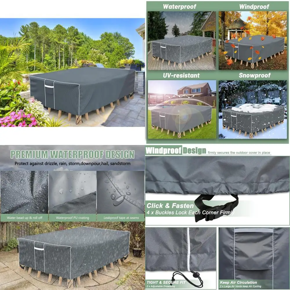 

Прочная водонепроницаемая накидка для уличной секционной мебели из ткани 600D, серая, 126x126x28 см