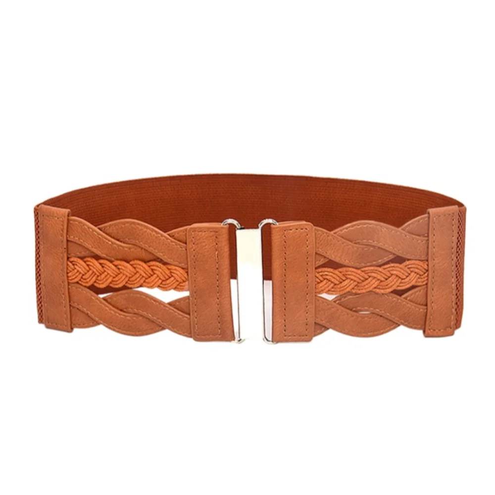 Тканый эластичный пояс с металлической пряжкой, широкий боковой эластичный широкий пояс для отдыха, декор для брюк, декор на пояс, женские пояса на каждый день