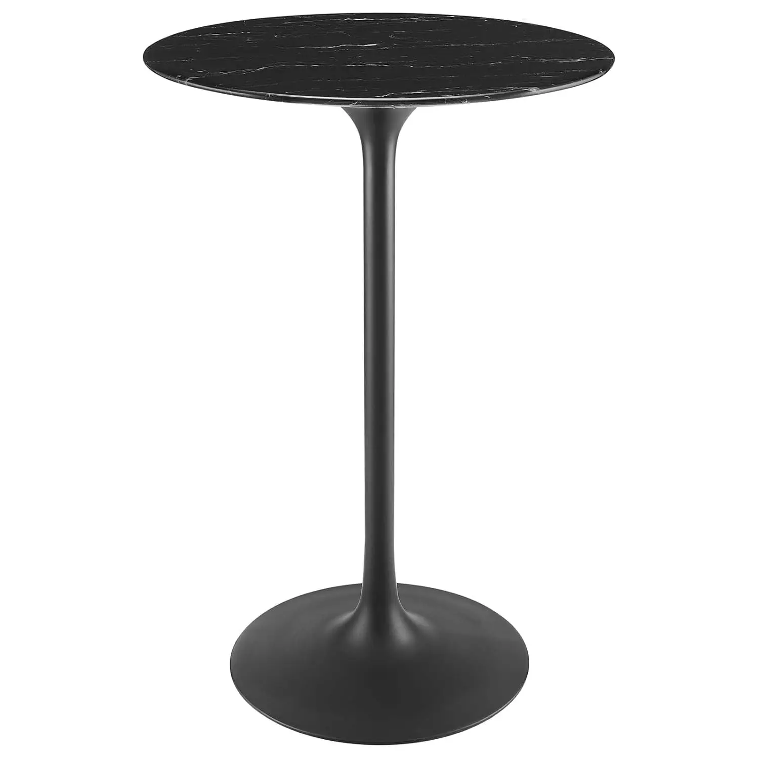 

Round Artificial Marble Bar Table Mid-Century Modern 28in Black, Customized