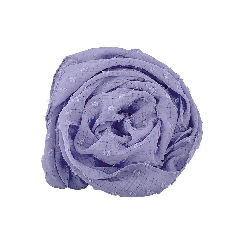 

Fashionnew Arrival Single Color Hijab Chiffon Silver Small Fur Ball Scarf Women's Thin Pure Color Shawl Long Scarf