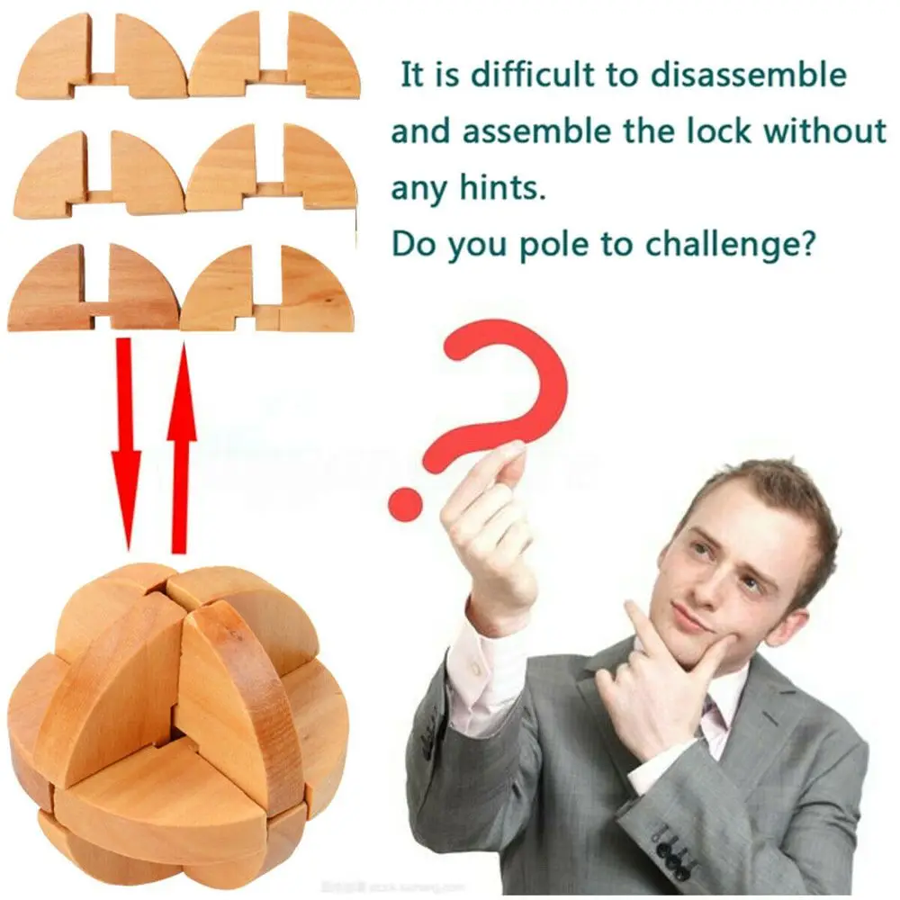 Bamboo 3D Game IQ For Adults  Children Puzzle  Classic Toys Kong Ming Lock Brain Teaser