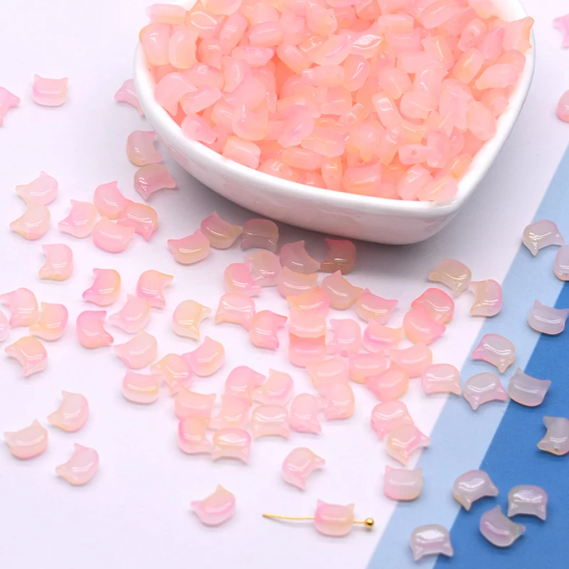 7mm 30pcs Small Cat Head Glass Beads Cute Lampwork Charm Cat Beads for Jwelry Making Findings DIY Bracelets Necklace Earring