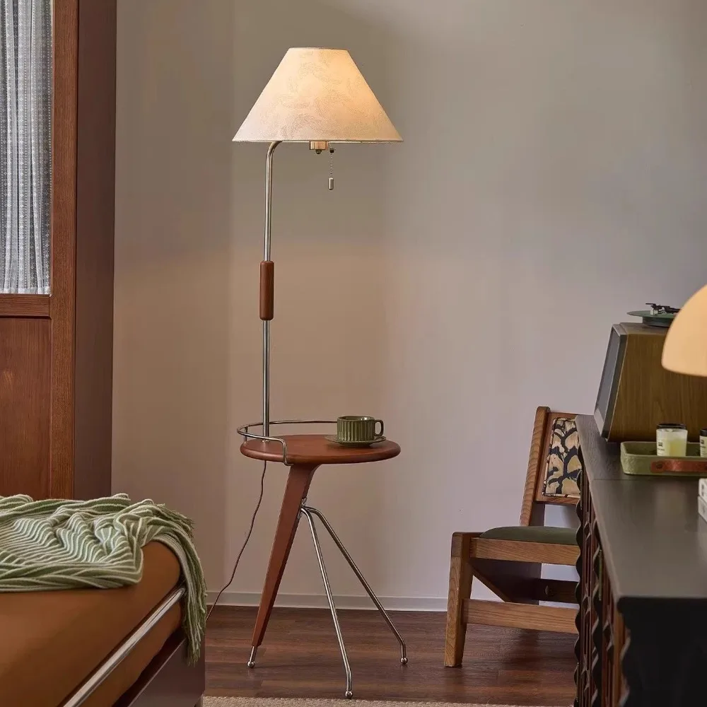 

Medieval solid wood floor lamp with table living bedroom bedside sofa next to several retro vertical table lamp
