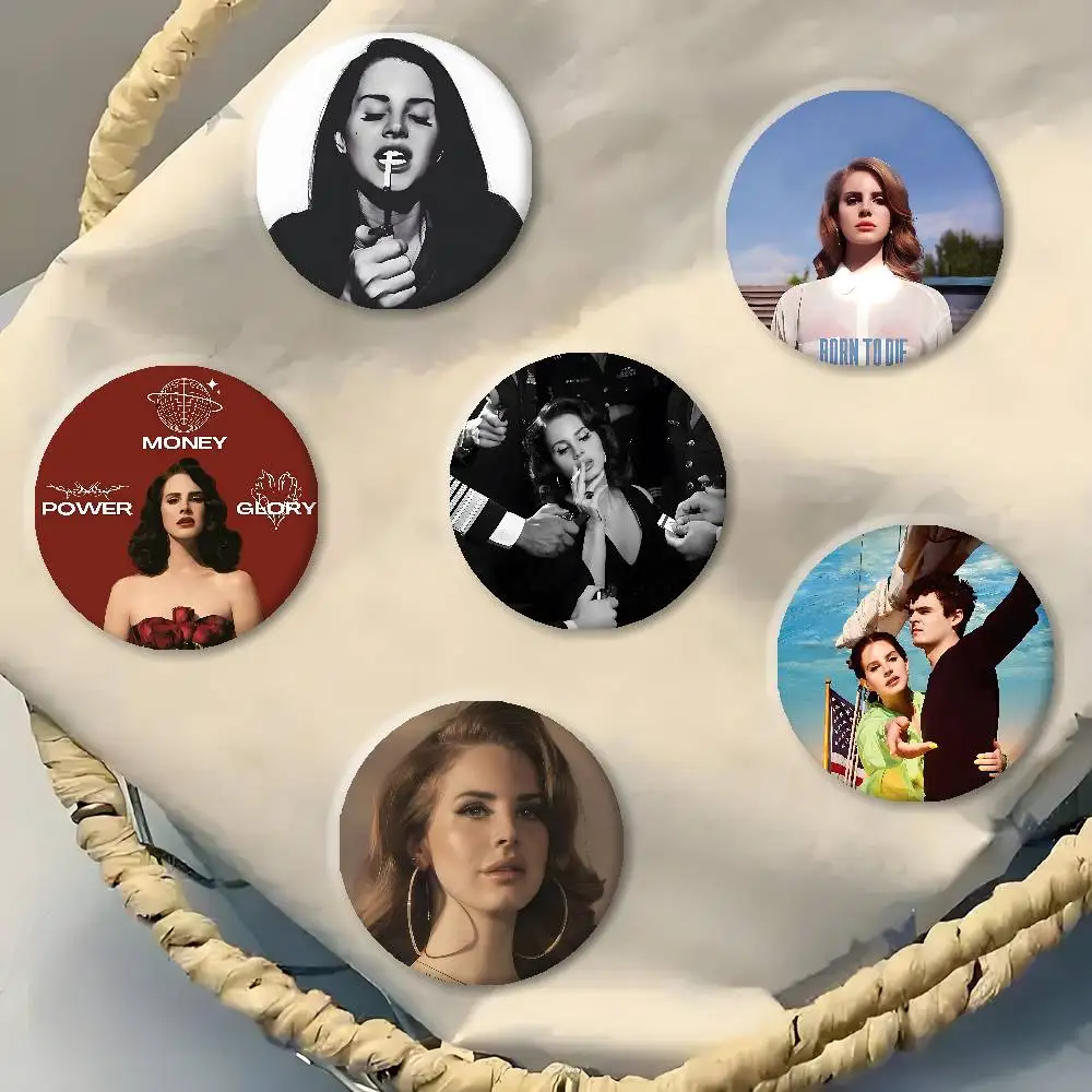 Rock Singer L-Lana R-Rey D-Del Badge Peripheral Lapel Pins Tinplate Round Brooch For Shoulder Bag Accessories Souvenir Gifts