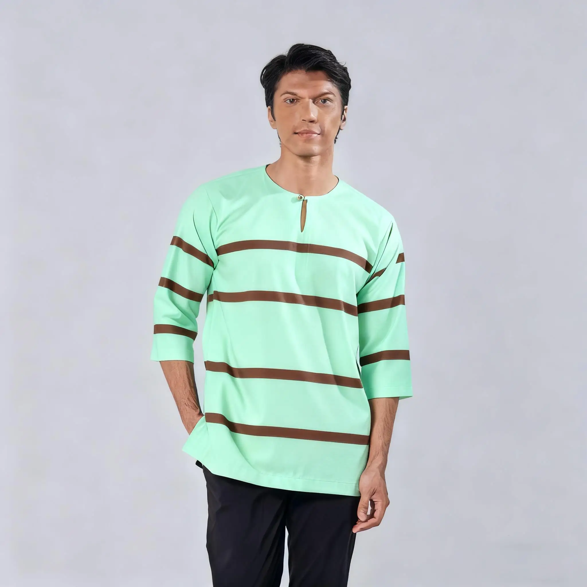 الملابس التقليدية أنماط الآسيوية الجنوبية الآسيوية اليوسفي الرجال قصيرة الأكمام تي شيرت الشرق الأوسط Camisa Masculina Mais Cendida #2