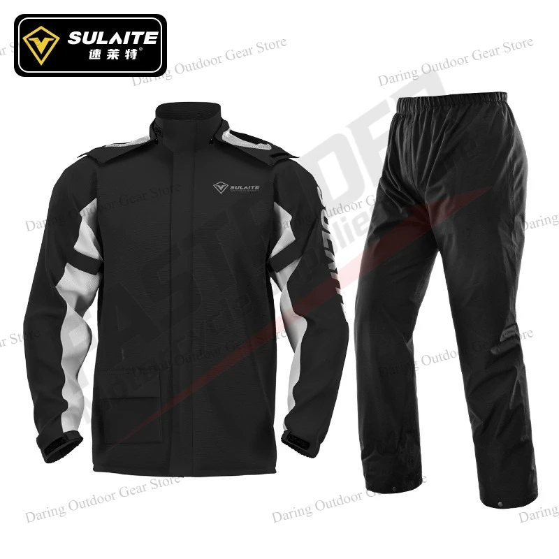 Motorcycle Raincoat Rain Pants Suit Outdoor Riding Full Body Split Rainwear With Hidden Shoe Covers Waterproof Wear Resistant