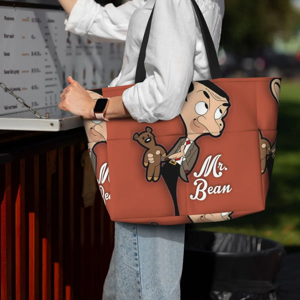 

Mr. Bean Cartoon Beach Tote Bag Sport Gym Yoga Duffle Large Tote Bag Women Travel Bag Fitness bag