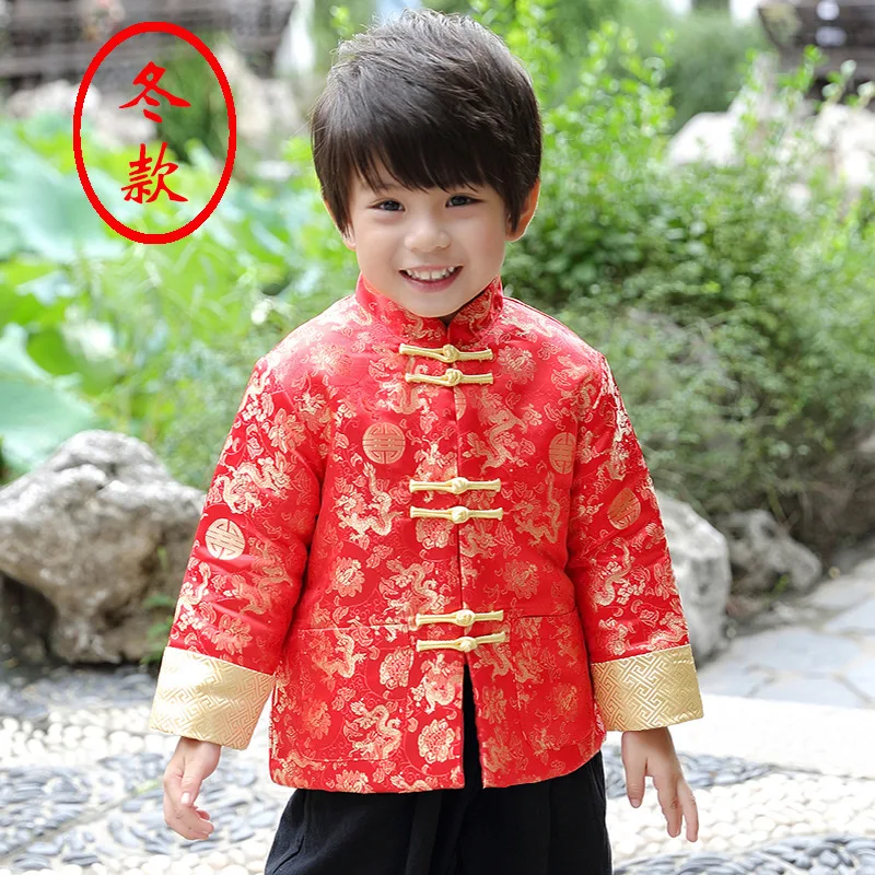 

Детская одежда: Винтажное пальто для малышей на Новый год, костюмы для выступлений, топы, китайский ханьфу, традиционный этнический стиль для мальчиков
