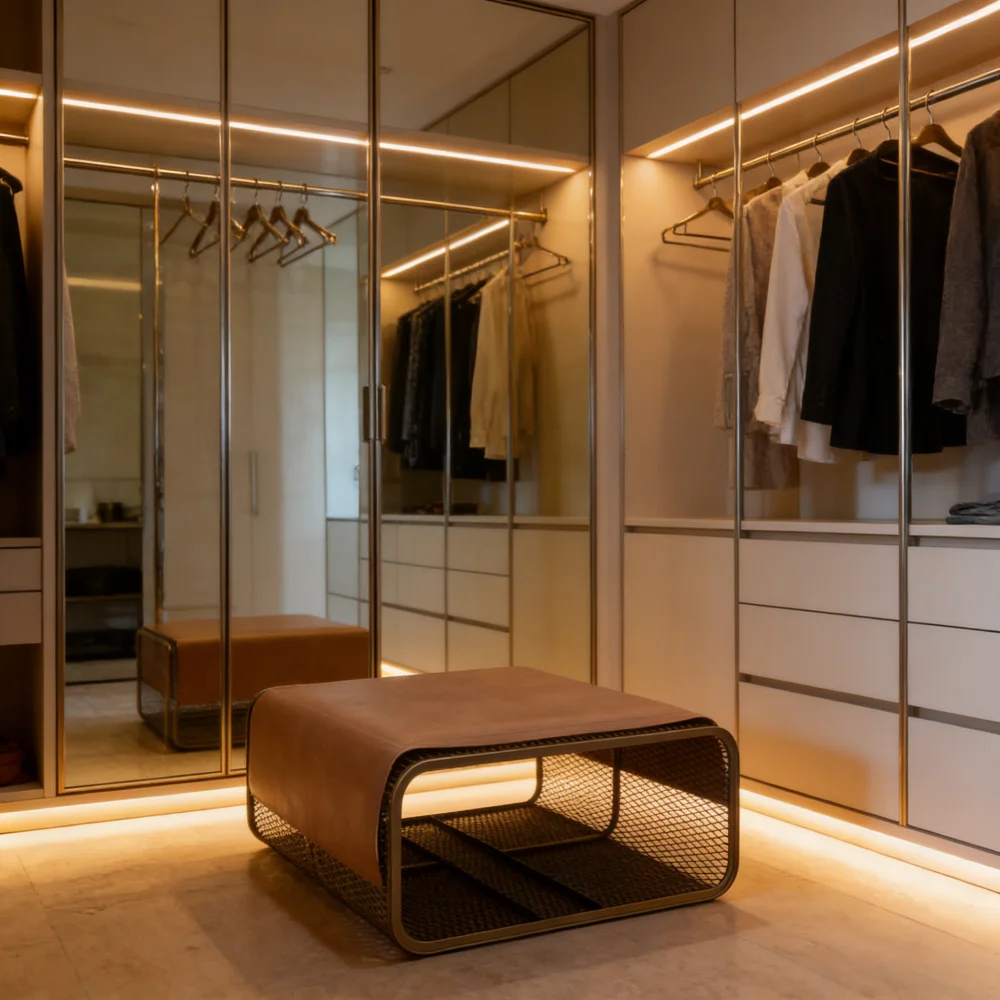 

%J Modern Style Hard Leather Bench Mixed-Material Upholstered Entryway Stool with Metal Frame & Sponge Padding for Villa