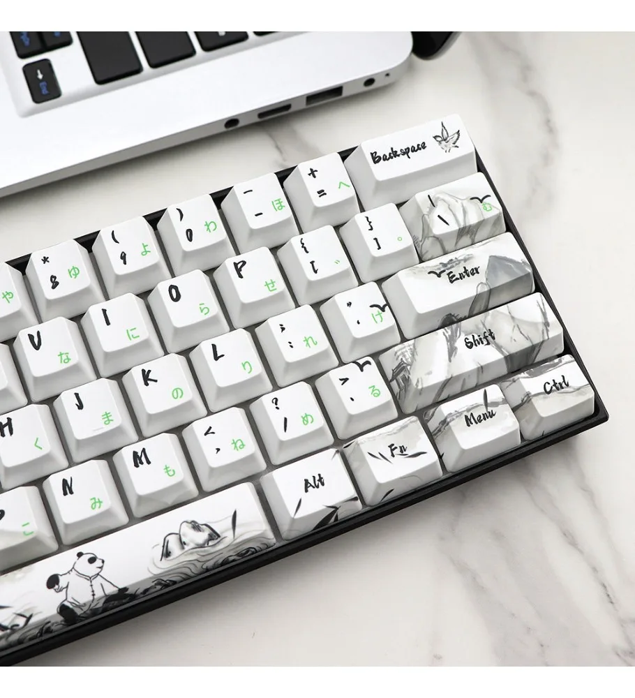 Ink Panda Japanese Keycap OEM Height PBT Five-Sided Sublimation Adaptation 61 64 68 87 104 108