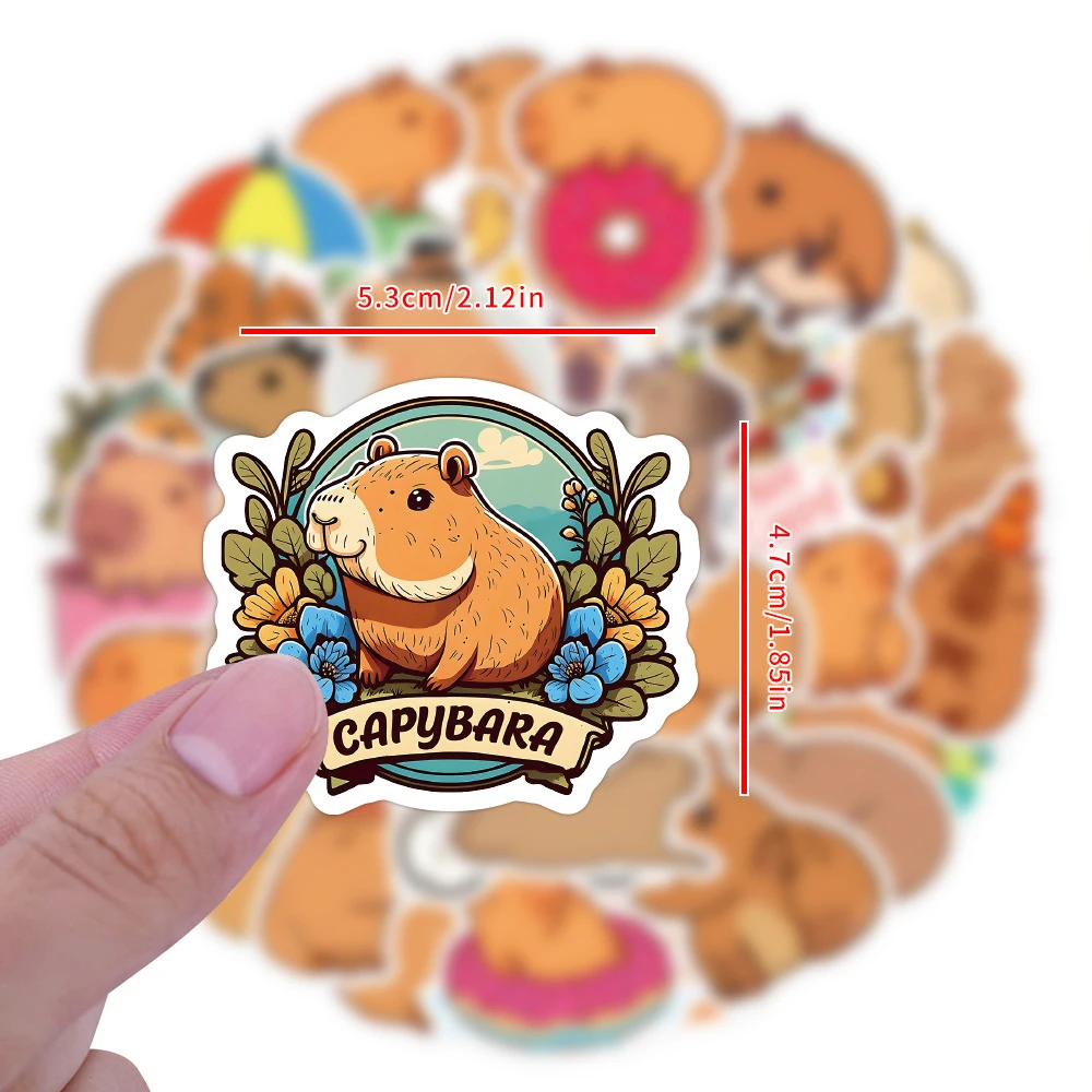 10/30/60PCS Cute Cartoon Capybara Sticker Decals Decoration DIY Notebook Phone Notebook Suitcase Laptop Fridge Kids Sticker Toys