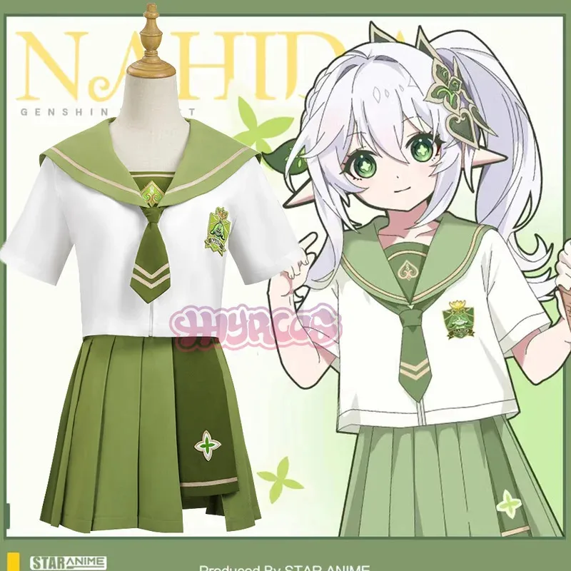 

3 шт., костюм Nahida для косплея, игра Genshin Impact, летняя студенческая форма JK, платье, комплект одежды Buer для Comic Con Girl Woman