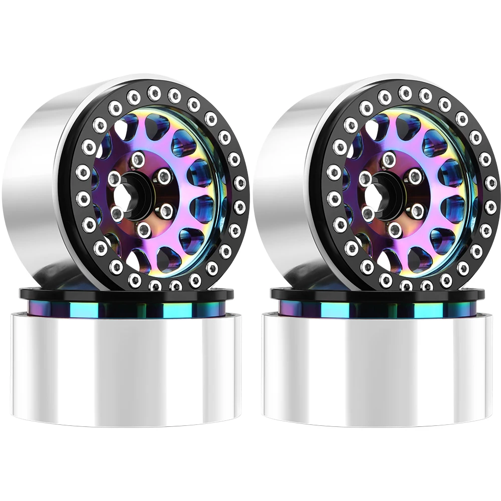 

GLOBACT Rainbow 1.9 Beadlock Wheel Rim Offset -5.8mm Colorful Aluminum Wheels for 1/10 RC Crawler SCX10 TRX4 TRX6 Gen8