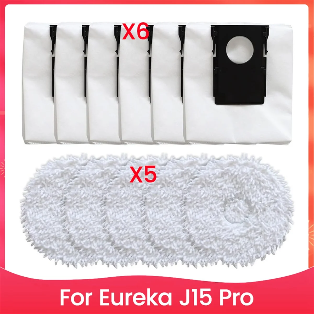11PCS Dust Bag Mop Cloths for J15 Pro Vacuum Cleaner Large Capacity Dust Bags Replacement Spare Parts Vacuum