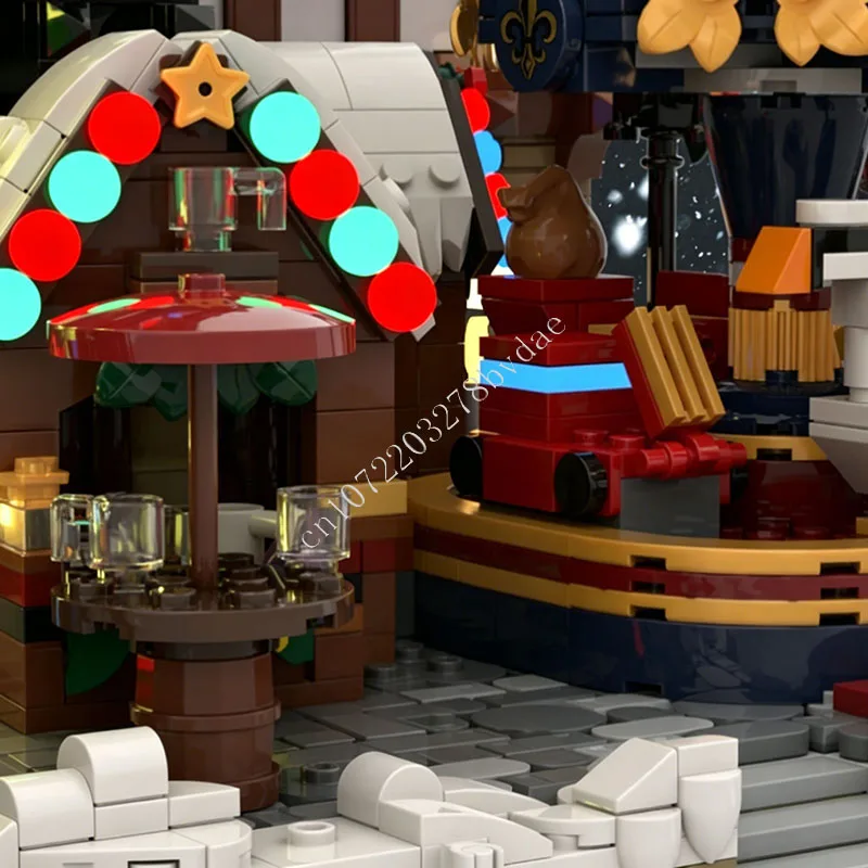 8866 PCS Winter Christmas Town Building Blocks German Old Town Market Assembly Educational Model Gift For Adults Home Decoration