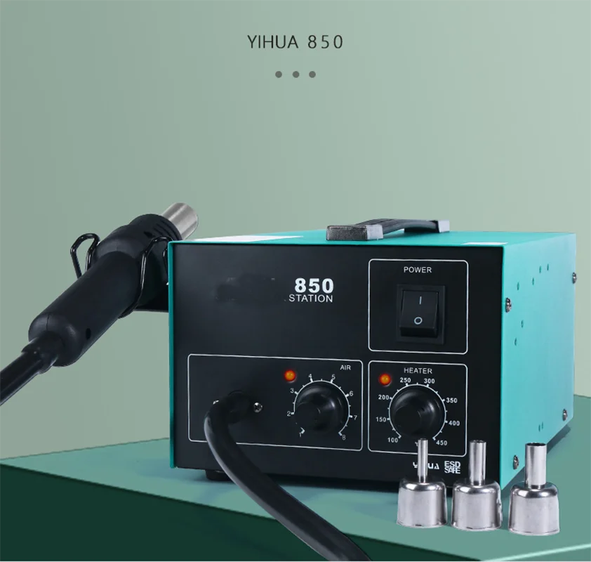 

YIHUA 850 3 Nozzles Lead free Hot Air Soldering Station SMD Rework Station With Heat Gun