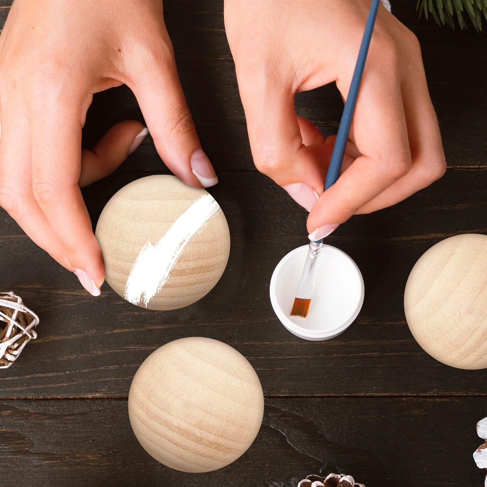 

15pcs Solid Wood Balls Unfinished Round Spheres Smooth Craft Beads Small Wooden Ornaments Diy Decorative Pieces Durable Hardwood
