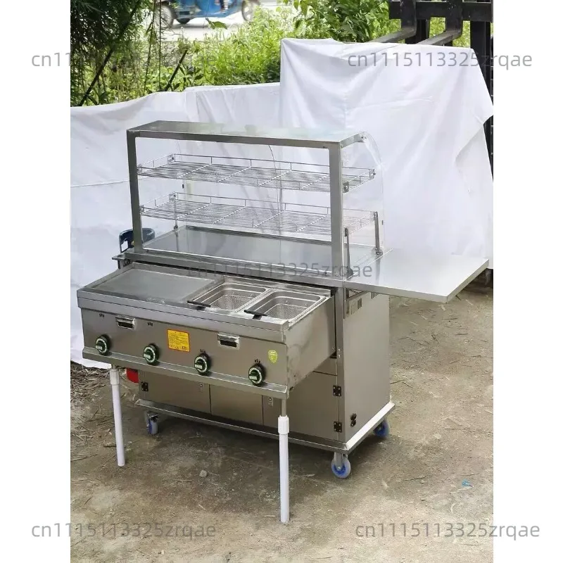 Customizable snack cart Multifunctional mobile iron plate stove Night market braised meat frying pan Fried skewers Stall truck