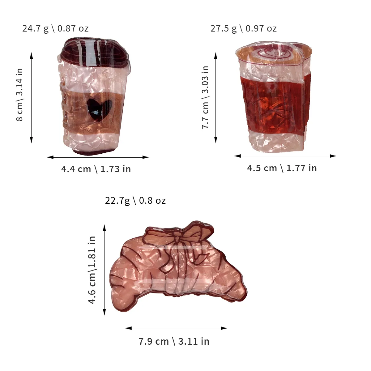 مشبك شعر كوري بتصميم قهوة كرواسون باللون البني للنساء والفتيات #4