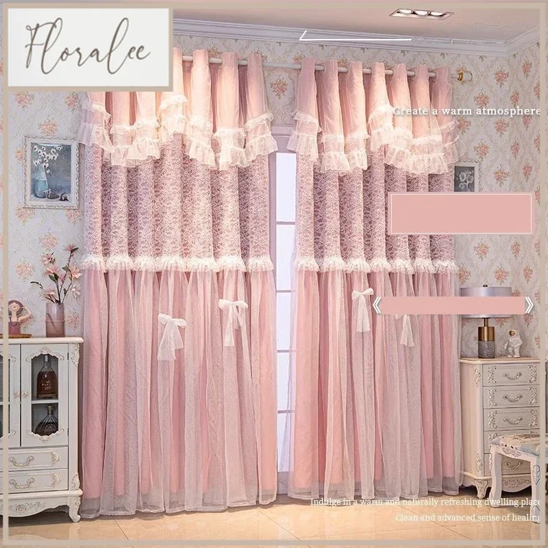 Aesthetic Cream Blackout Curtains Dual-Layer Sheer Fabric For Living Room Bedroom Vanilla Cloud Drapes New Arrival Home Decor