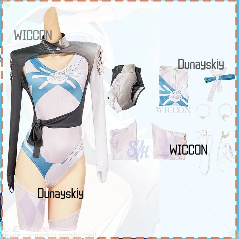 Sexy Women Cosplay Luna Snow Costume Summer Bikini Hollowed Out Jumpsuit Kawaii Jirai Kei Night Club Lovely Lingeries Halloween