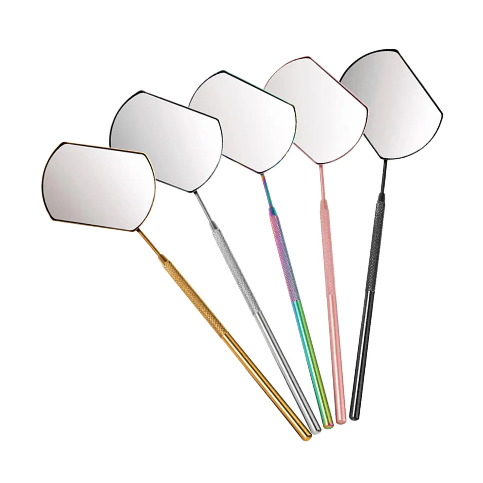 6x Rectangle Stainless Steel Mirror for Checking Extension Applying Inspection Tools，capable Time Using. - Pink