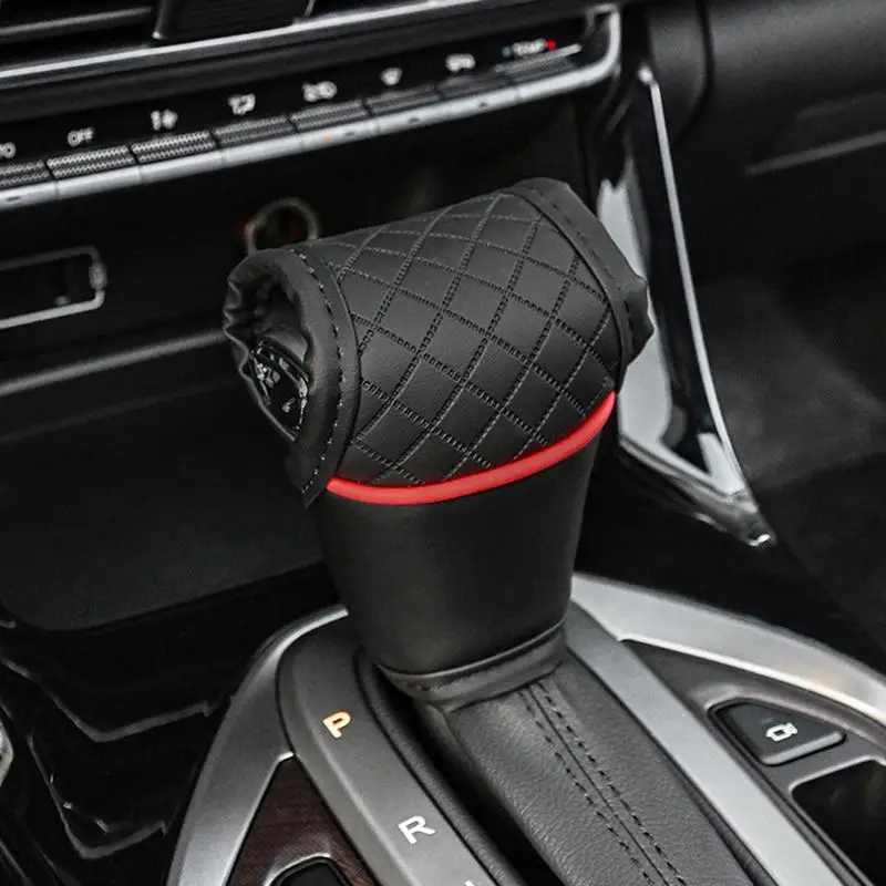 Car Shift Knob Cover Gear Shift Non Slip Grip Handle Protective Covers PU Leather Universals Automatic Car Interior Accessories