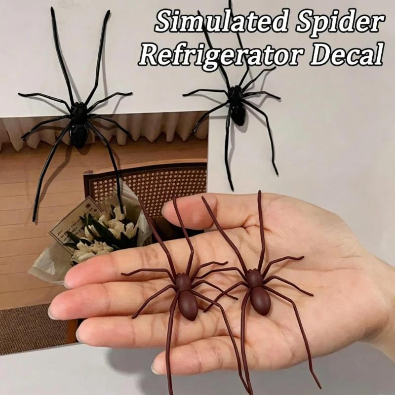 4pcs Halloween 3D Spider Fridge Magnets Creepy Spooky Spider Magnet Stickers for DIY Halloween Car Party Decor Kitchen Home