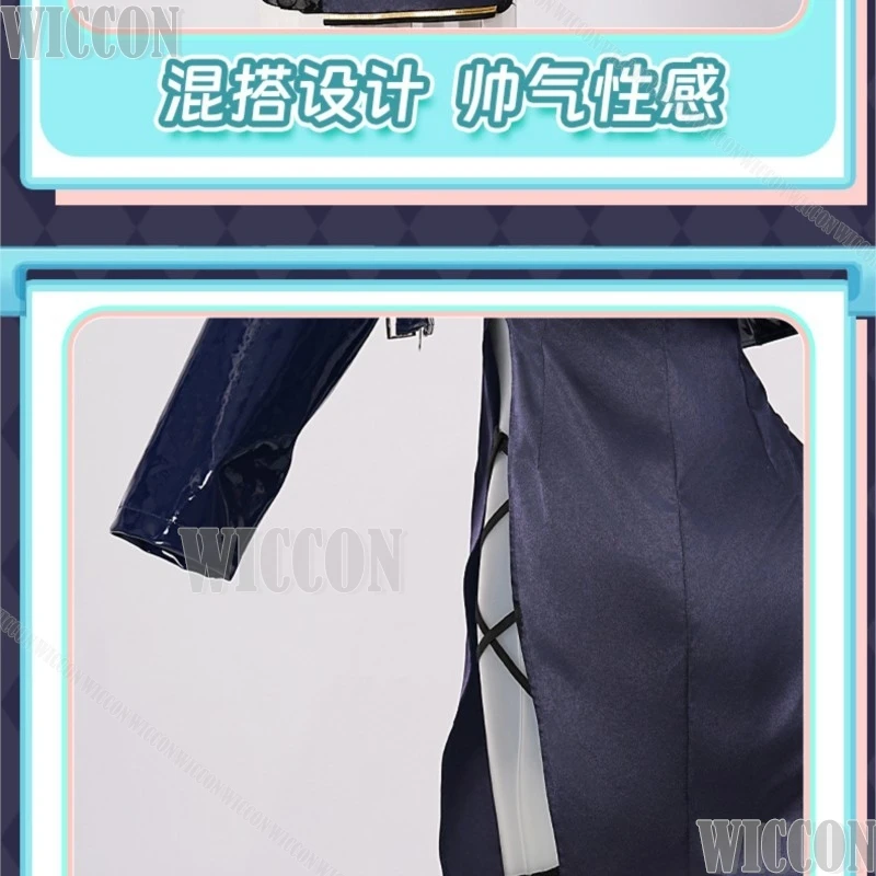 Azur Lane Cheshire Daily Dress Cosplay Costume Blue White Cat Ears Thigh High Stockings Lace Skirt Bow Tie Tail Navidad Carnaval view 4