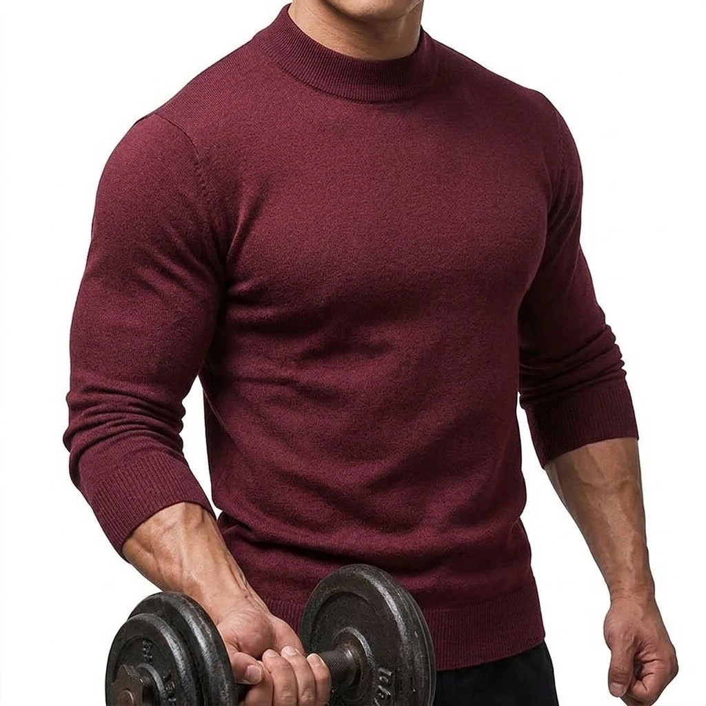 Herbst Herren Strickpullover mit Stehkragen Langarm Casual Pullover Slim Fit Einfarbig Thermo Rollkragenpullover Winterkleidung für Männer – Detail 10