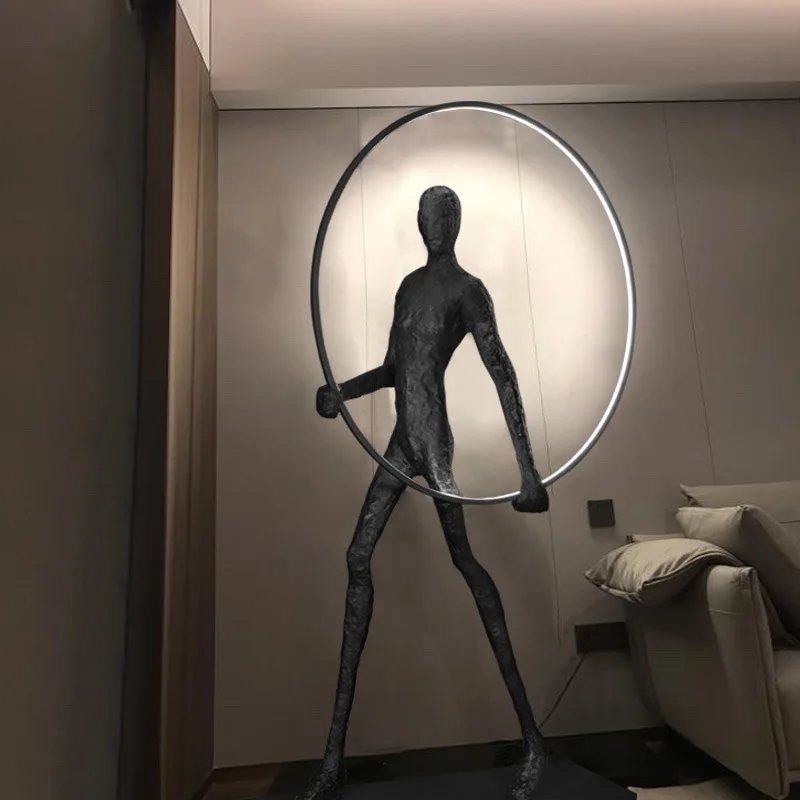H70.9 InchExhibition Hall Personalized Art Floor Lamp Modern Creative Decoration Sculpture Shape Circle Humanoid Sculpture
