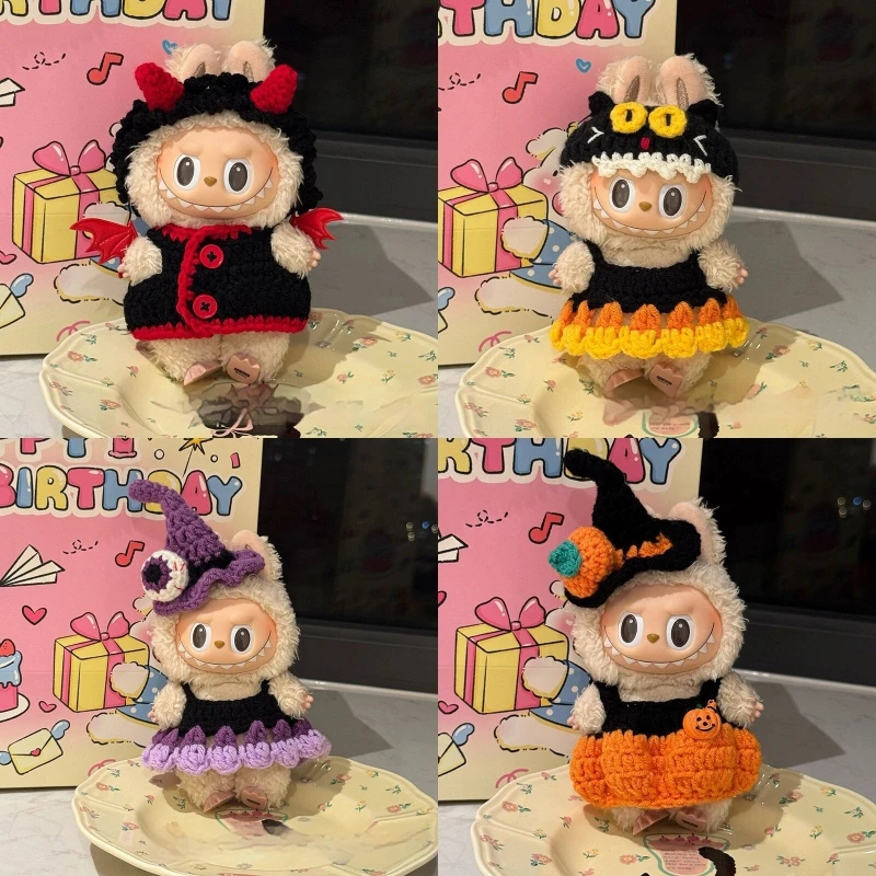 

New Halloween Doll Set Suitable For 17cm Cute Doll Pumpkin Hat Cotton Doll Neck Accessories Festival Doll Decoration