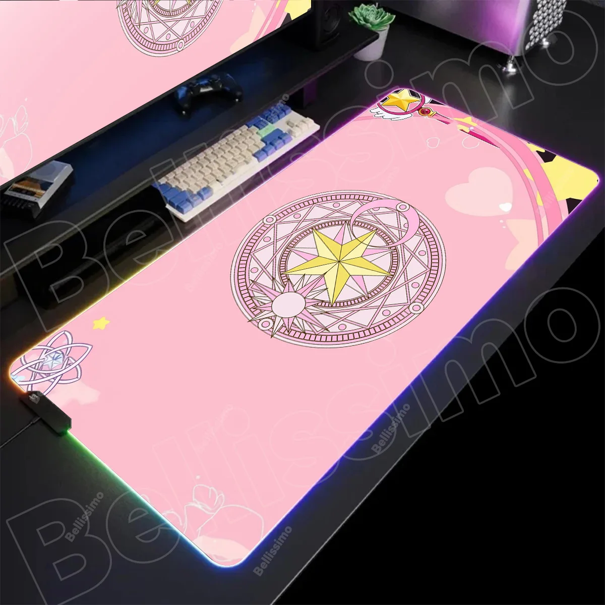 

Card Captor Cardcaptor Sakura Mouse Pads RGB 900*400 Rubber Gaming Mouse Pad LED Laptop PC Keyboard Mat Anti-slip Anime Mousepad