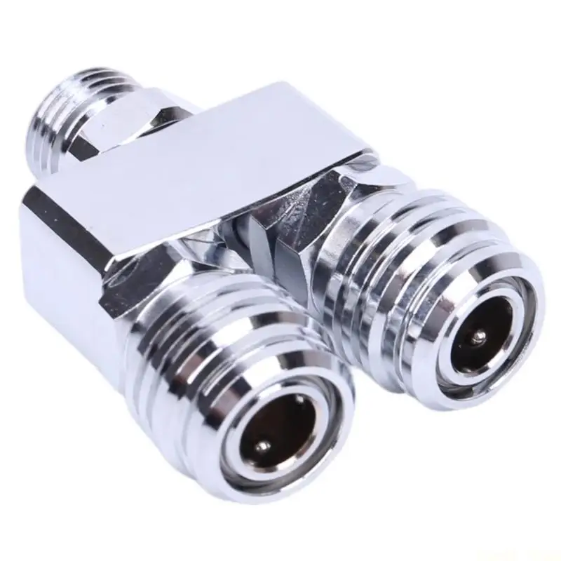 U2JB Silver-Tone Diving Hose Fitting, Three-Way Splitter for Directing Regulator Low-Pressure Route toward Two Inflator Line