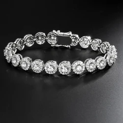 TrendMen Hiphop/Rock Trendy Round Zirconia Tennis Bracelets For Fashion Men Women Gold Color Crystal Wristlet Jewelry Bangles